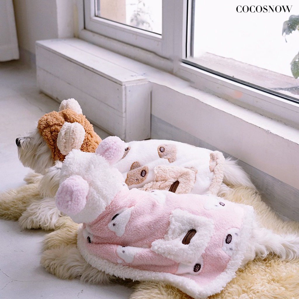 Áo Choàng Giữ Ấm Mềm Mại Họa Tiết Gấu Hoạt Hình Dành Cho Cún Cưng
