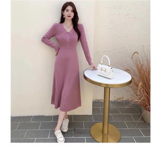 Đầm Đan Len Tay Dài Ôm Eo 63188