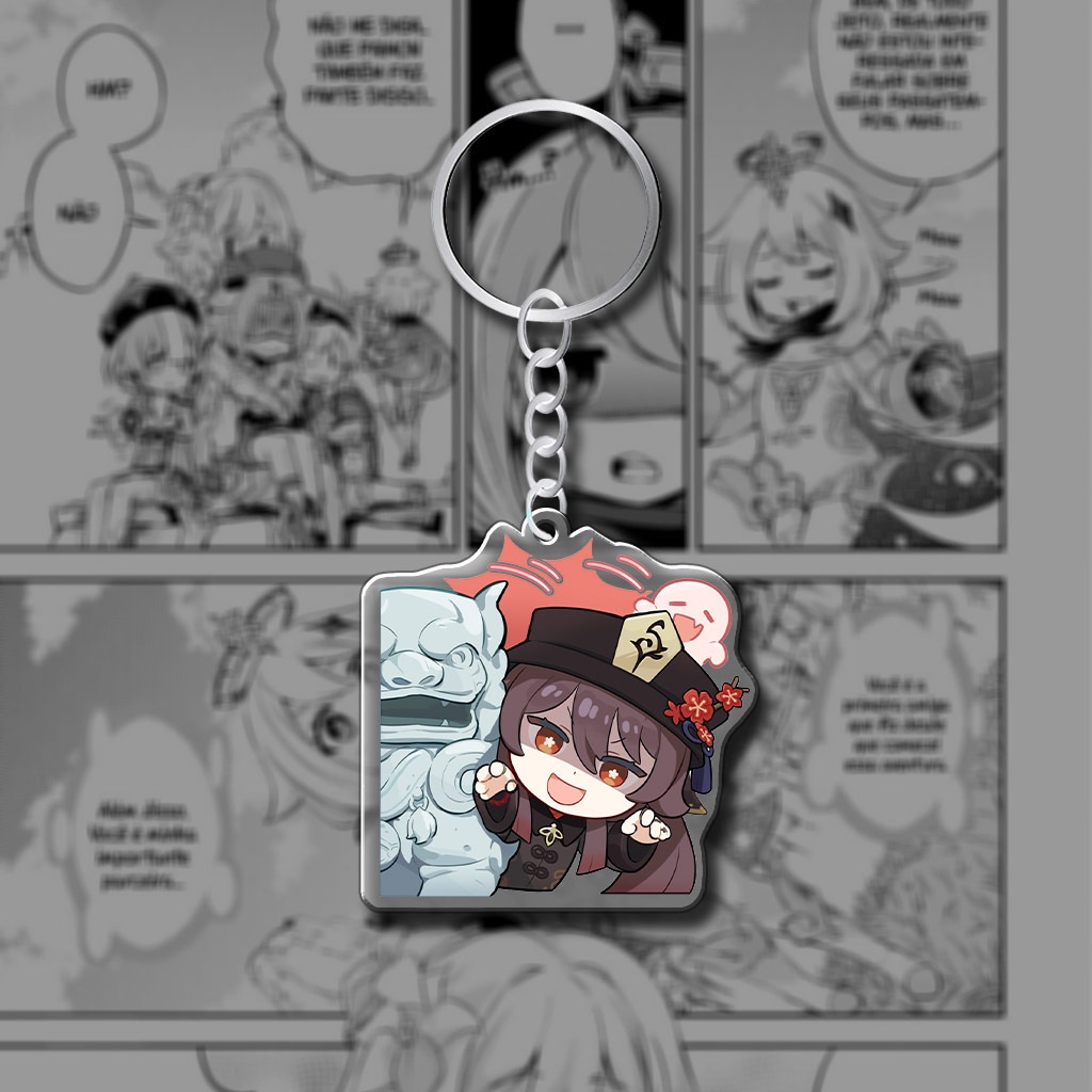 Móc khóa mica in hình nhân vật Hutao Genshin impact trang trí túi xách balo làm quà tặng lưu niệm