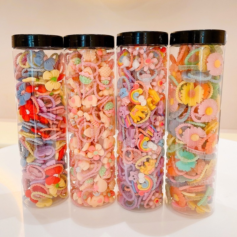 PVN61430 Set 20 Dây Buộc Tóc Cao Su Co Giãn Phong Cách Hàn Quốc Dễ Thương Cho Bé Gái