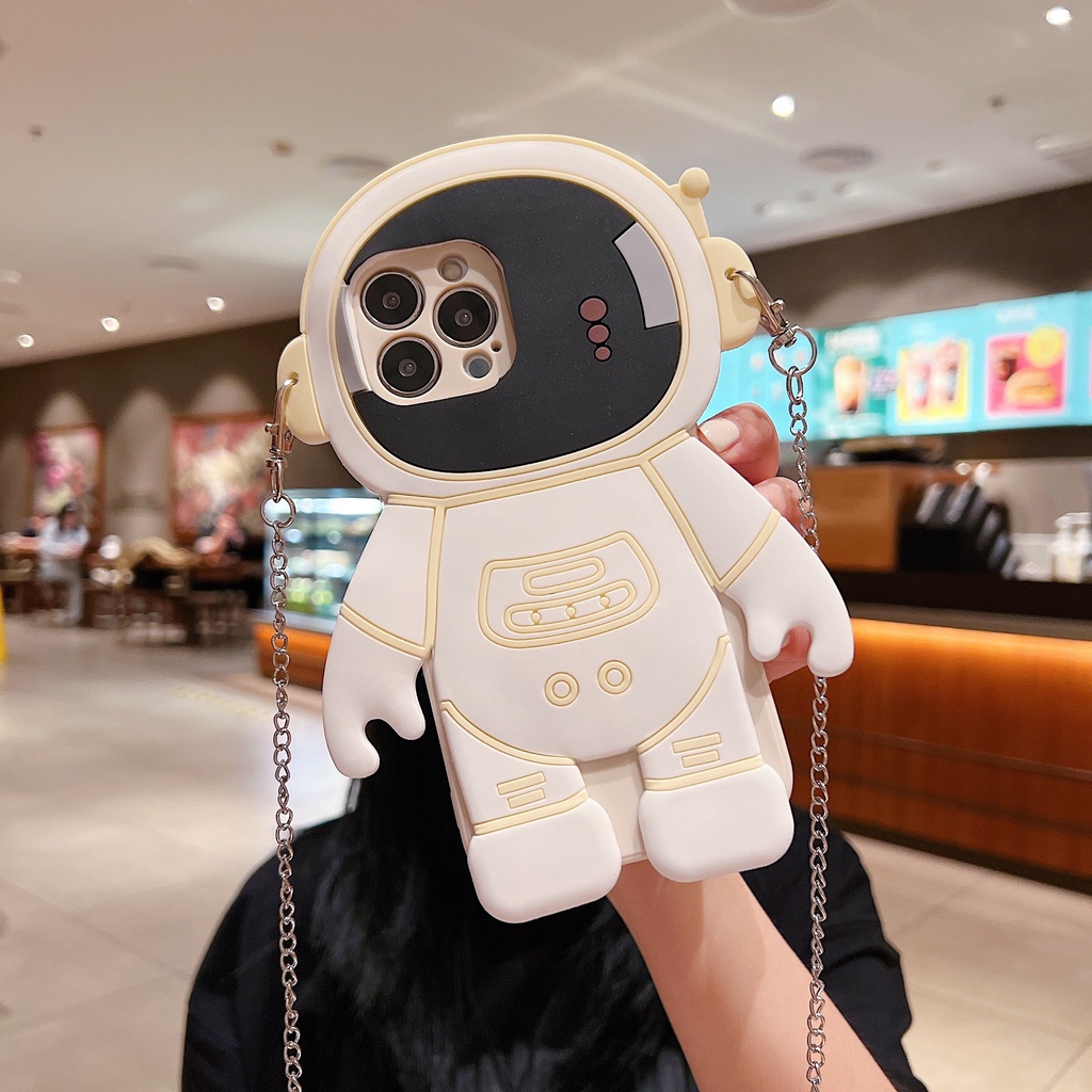 Ốp Điện Thoại Dẻo Họa Tiết Phi Hành Gia Kèm Dây Đeo Cho redmi 13c note 13 12 12r 12s 11 11t 11s 11r 10 10s 9s 9 pro