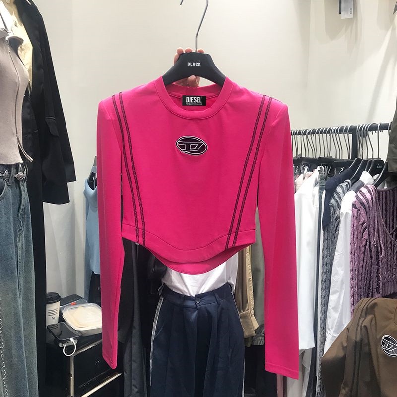 Áo Thun cotton Tay Dài Cổ Tròn Màu Trơn Dáng Ôm Thời Trang