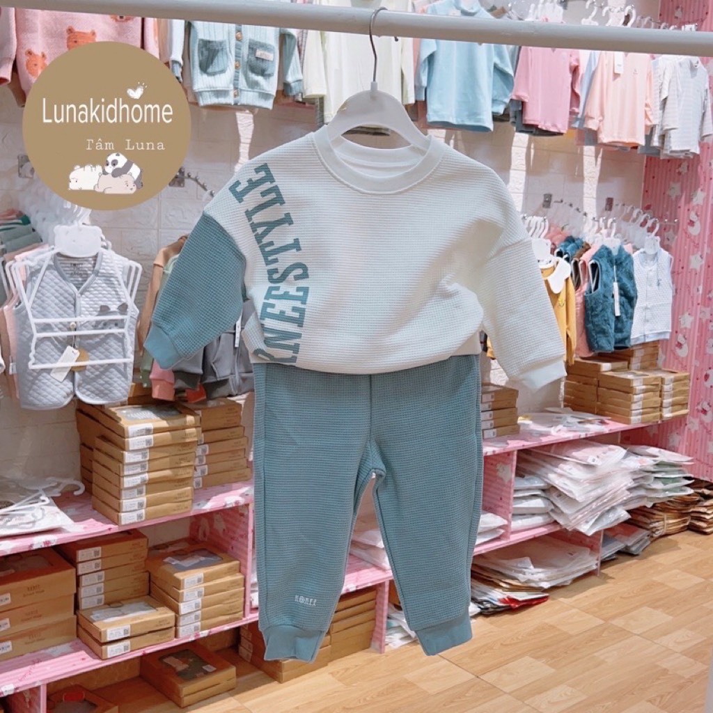 HRNEE Bộ quần áo len xốp cho bé trai bé gái từ 8kg tới 17kg