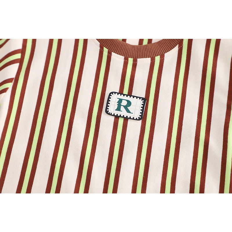 Dễ Thương Bộ Áo Thun Ngắn Tay Kẻ Sọc + Quần short Thời Trang Mùa Hè Cho Bé