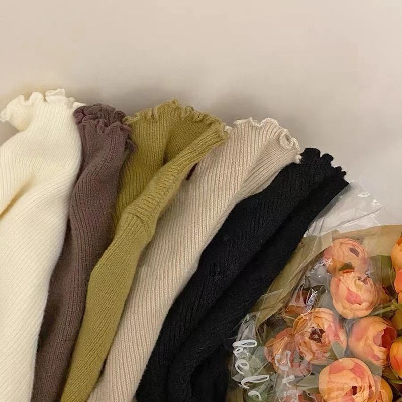 Áo Dệt Kim Tay Dài Cổ Cao Phối Ren Thời Trang Mùa Thu Mới 2023 Cho Bé Gái