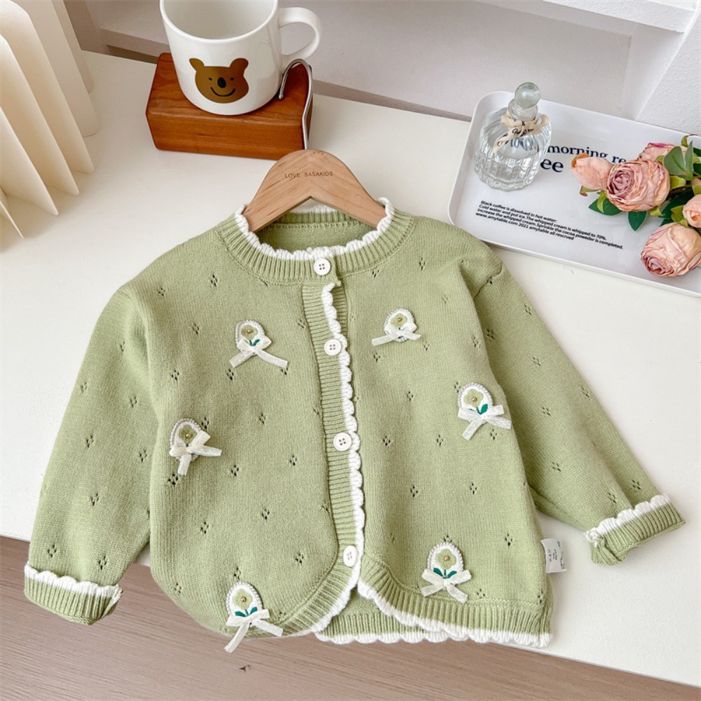 Áo Khoác cardigan Họa Tiết Hoa Thời Trang Xuân Thu Cho Bé Gái