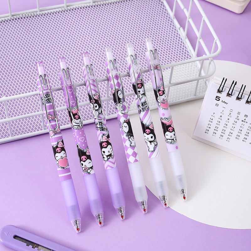 Set 12 Bút Mực gel Họa Tiết Hoạt Hình kuromi Bằng Kim Loại Dễ Thương Độc Đáo Cho Học Sinh