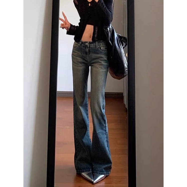 Tomorrow Quần Jean Ống Thẳng Eo Cao vintage Thời Trang Mùa Thu Cho Nữ wd0175