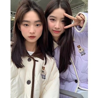 Áo Khoác polo Ngắn Thêu Hình Gấu Nhỏ Thời Trang Mùa Đông Hàn Quốc Mới Dành Cho Bạn Nữ Sinh