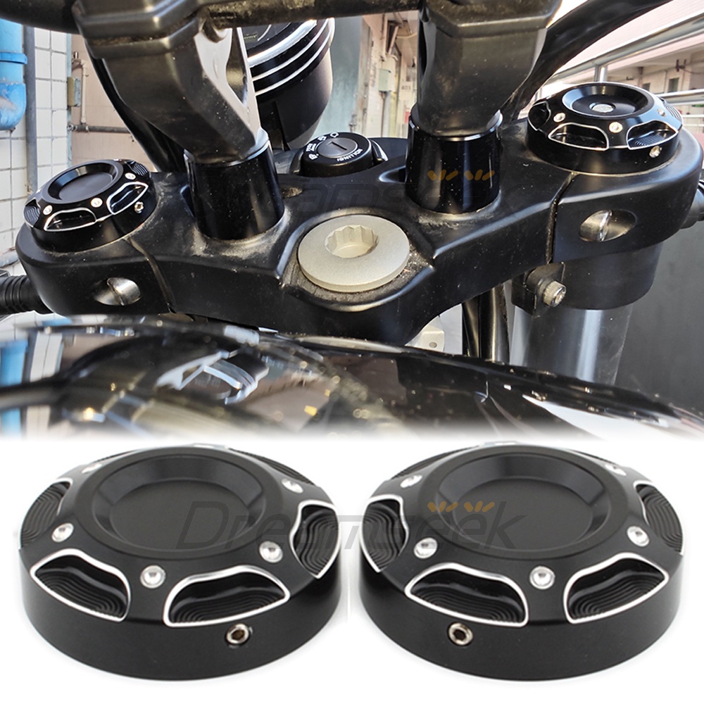 Cặp Nắp Đậy Phuộc Trước Bằng Nhôm cnc Màu Đen Cho Mô Tô harley-davidson x350 2023 +