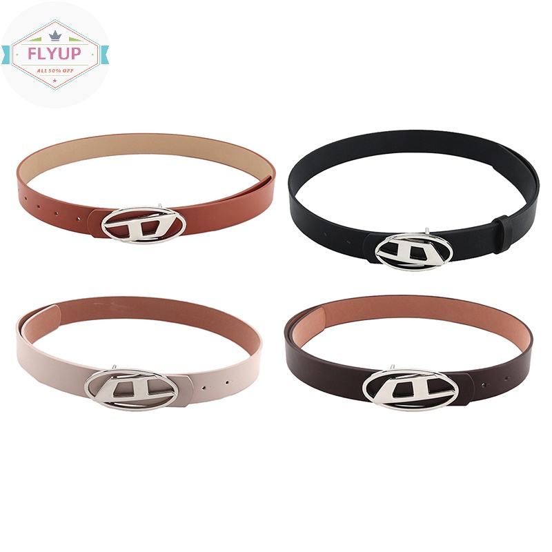Flyup Thắt Lưng Da pu Khóa oval Kim Loại Thời Trang vintage Dành Cho Nam Và Nữ vn