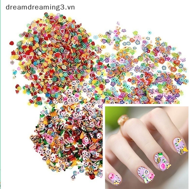 Bộ 1000 Miếng Dán Trang Trí Móng Tay 3d Hình Động Vật Trái Cây Xinh Xắn