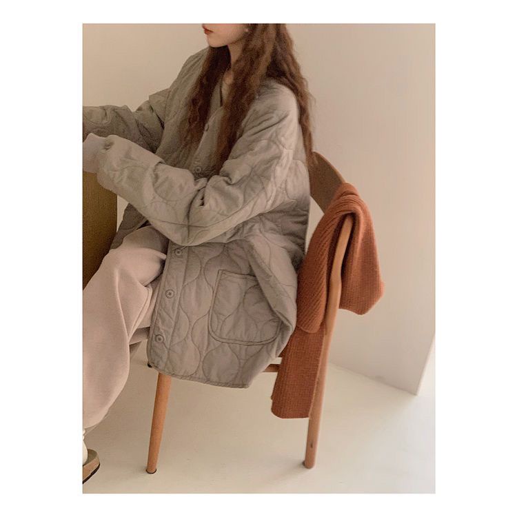 Áo Khoác Dáng Rộng Màu Trơn Thiết Kế Mới Thời Trang Mùa Đông Theo Phong Cách