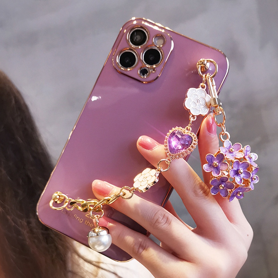 Ốp Điện Thoại Mềm Họa Tiết Hoa 3d Có Dây Đeo Cho iphone 15 11 13 14 12 pro xs max xr x 7 8 plus se 2020 2022