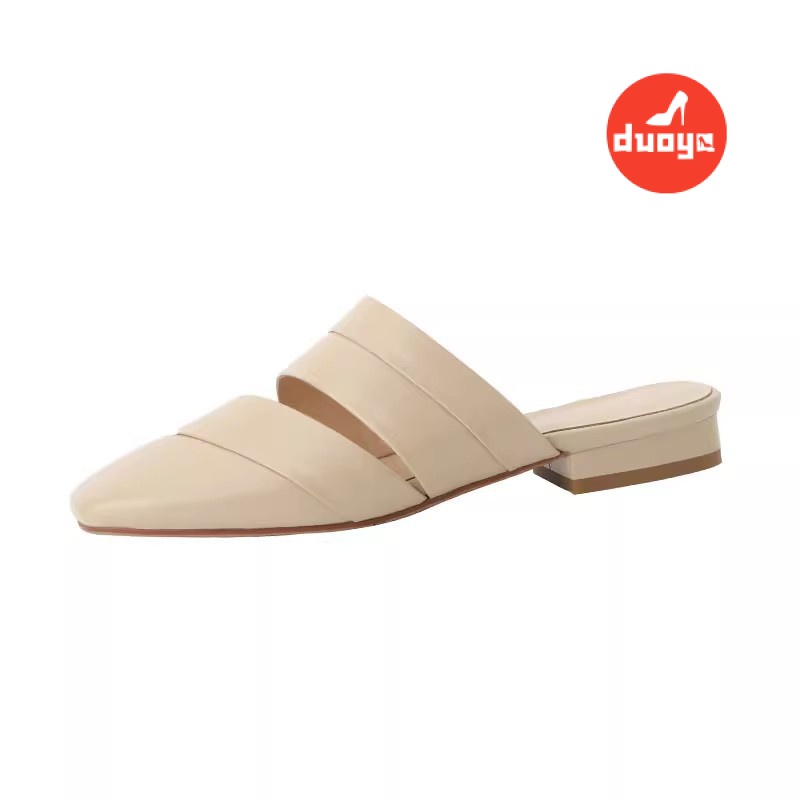 Duoya Tóc Thẳng ~  Dép Lười Nửa Ngón Bằng Da Mềm Cỡ Lớn Dễ Mặc Cho Mùa Hè Cho Nữ Miễn Phí Vận Chuyển Ngoài Trời