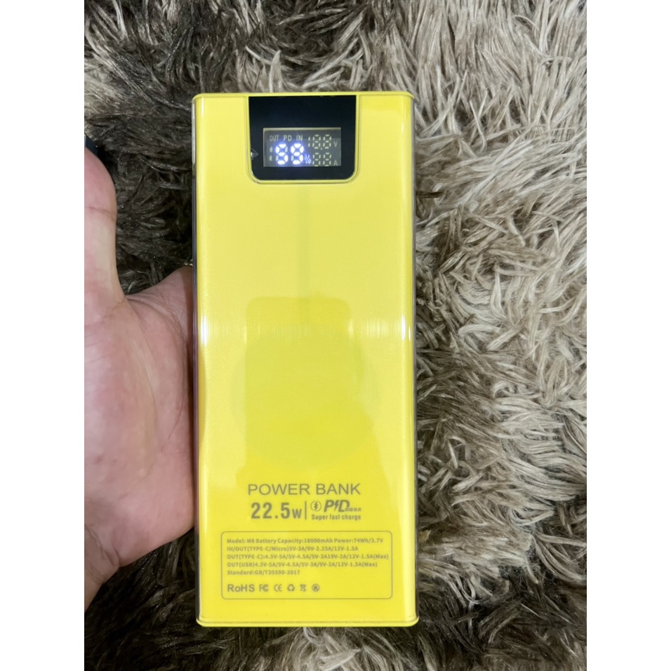 Sạc dự phòng 22.5W skin thẩm mỹ, Full cổng sạc nhanh QC 3.0. LK