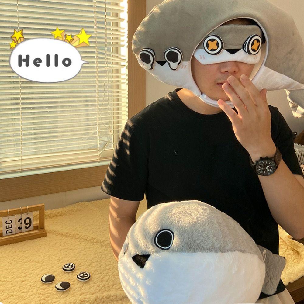 Đồ chơi nhồi bông MMULCK mềm mại hình động vật biển sacabambaspis đeo mặt nạ mắt