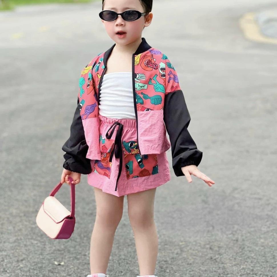 Bộ Áo gió thu đông, hình in độc đáo cho bé gái set 3 chi tiết