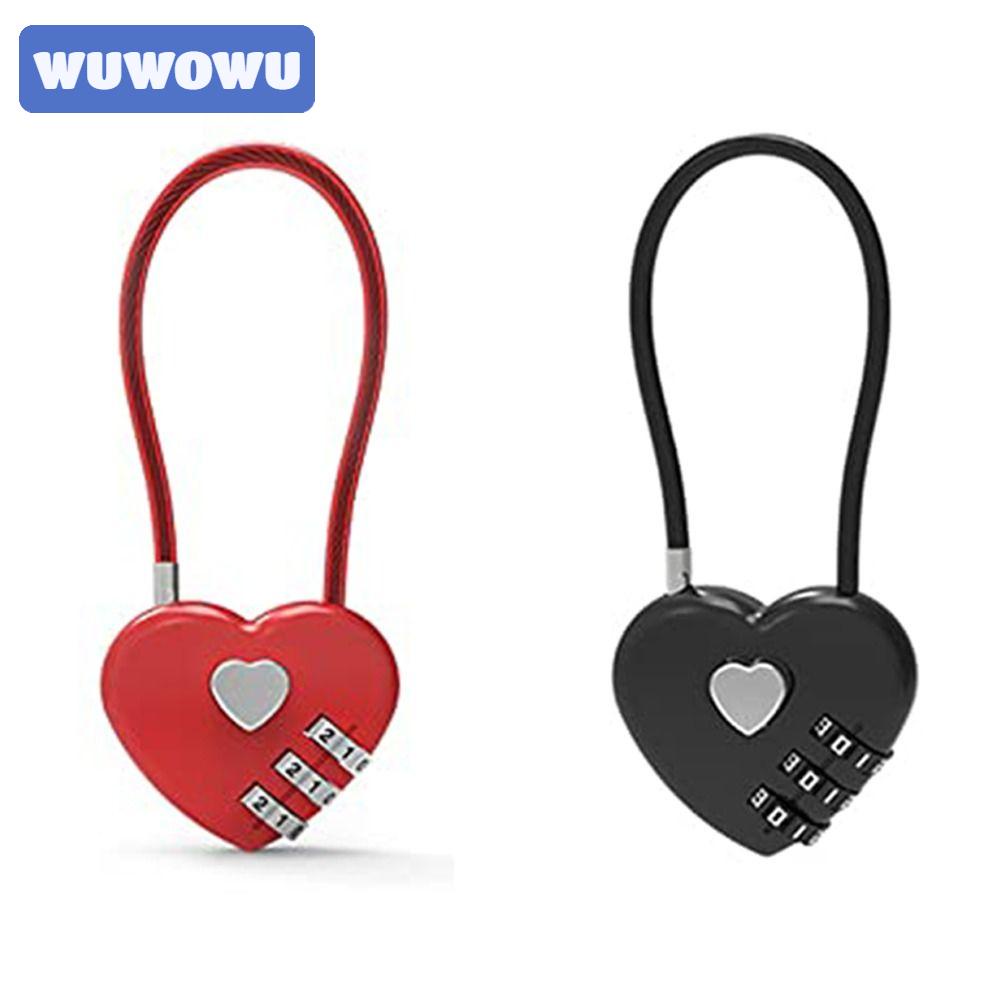 WUWOWU Set 2 Ổ Khóa Mật Mã 3 Chữ Số mini Có Dây Thép Màu Đỏ Và Đen Cho Ba Lô / Cửa / Vali