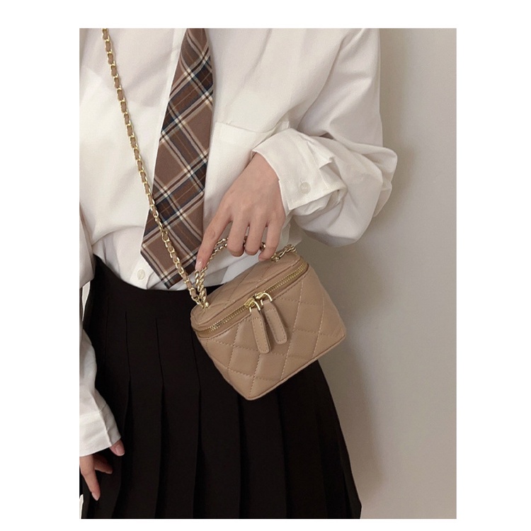 Túi xách da nữ mini túi hộp quai xích phối da