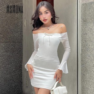 MsMona Nữ Thời Trang Mới Thường Ngày Gợi Cảm Tắt Vai Đầm Nơblack