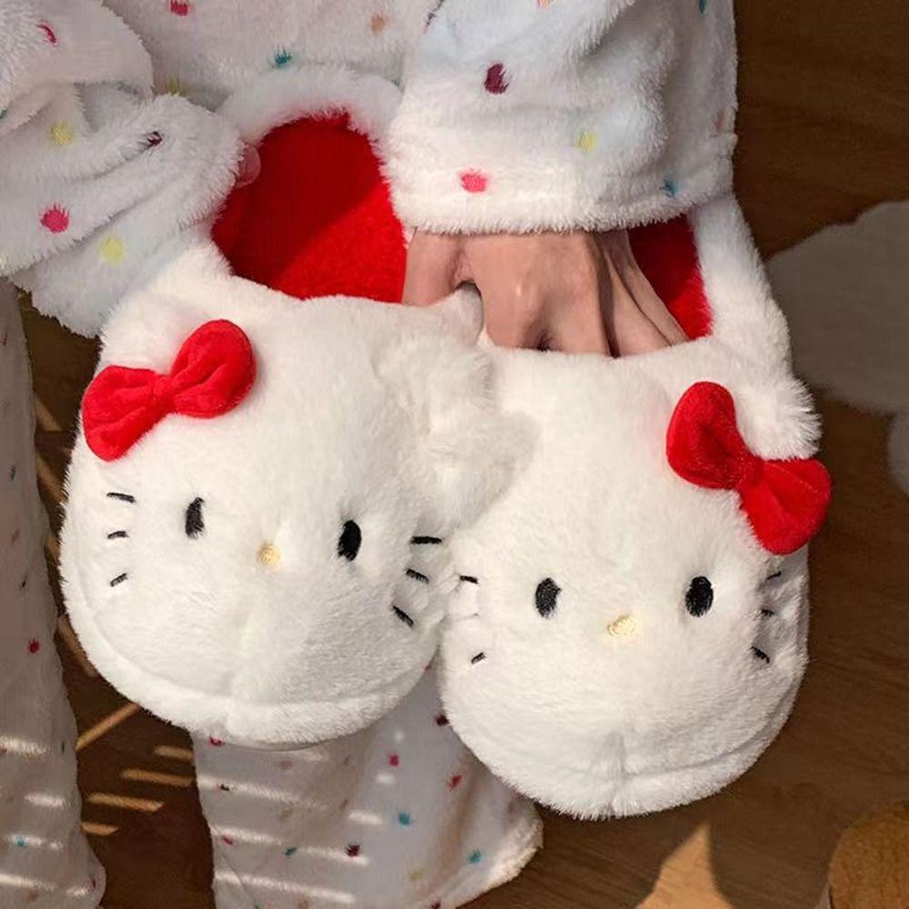 Dép Bông Đi Trong Nhà Hình Mèo kitty Mềm Mại Chống Trượt