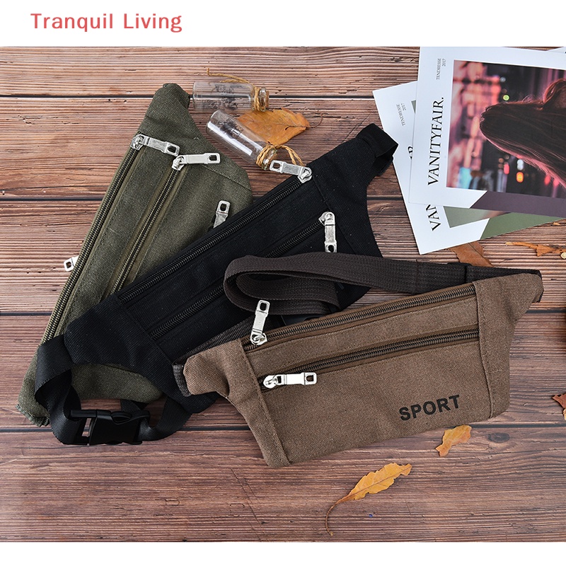 1pc x Túi Đeo Hông Thể Thao Vải Bố Sức Chứa Lớn Có Dây Kéo Dùng Khi Chạy Bộ / Cắm Trại / Leo Núi
