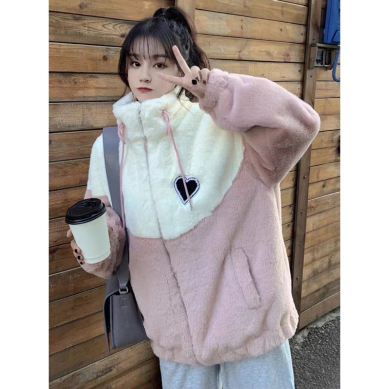 Áo Khoác Lót Lông Cừu Dày Dặn Thời Trang Thu Đông Cho Nữ