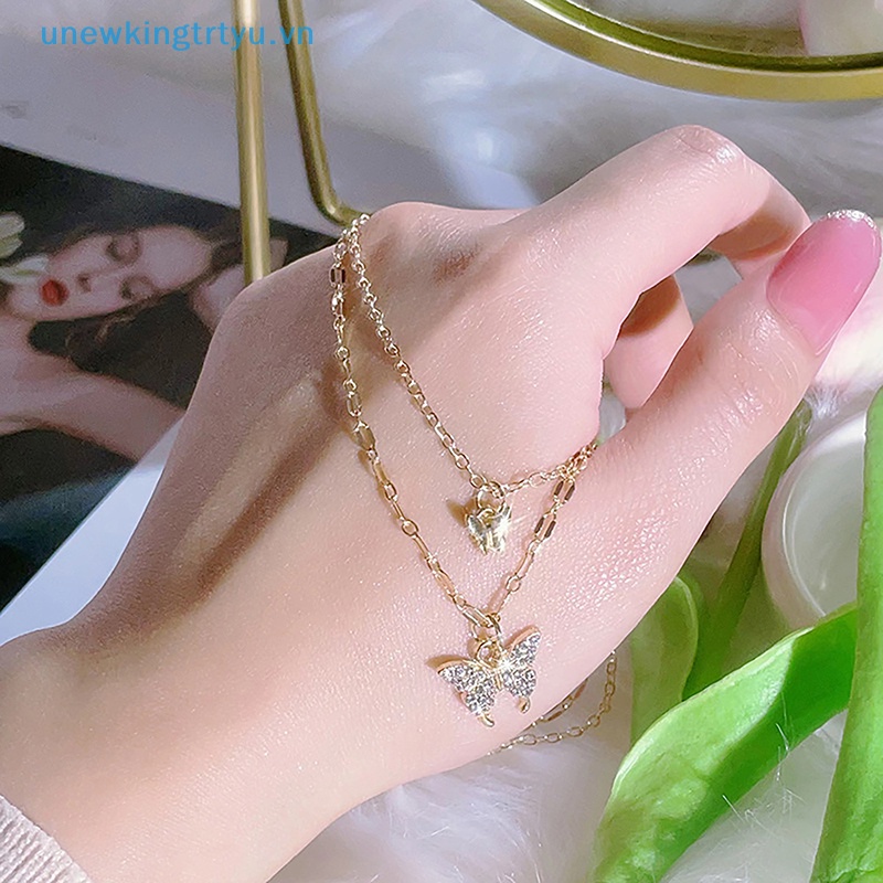 Vòng cổ Hai Lớp Hình Bướm Lấp Lánh Thời Trang Cho Nữ
