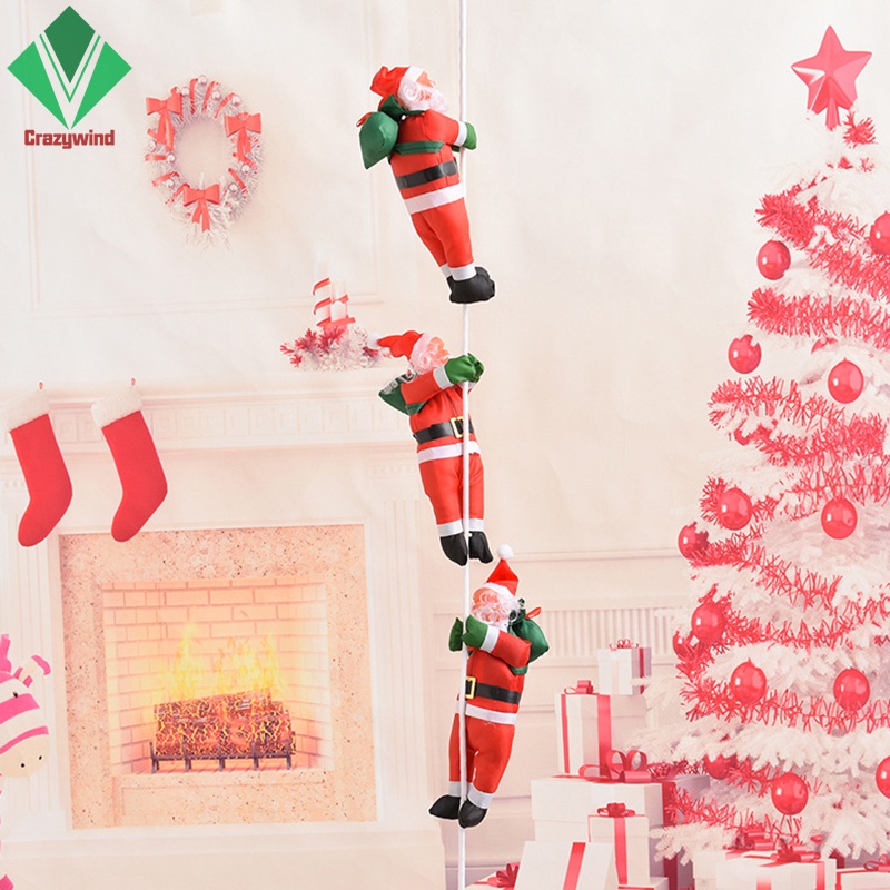 Ông Già Noel Leo Thang Dây Thừng Màu Sắc Tươi Sáng Trang Trí Giáng Sinh