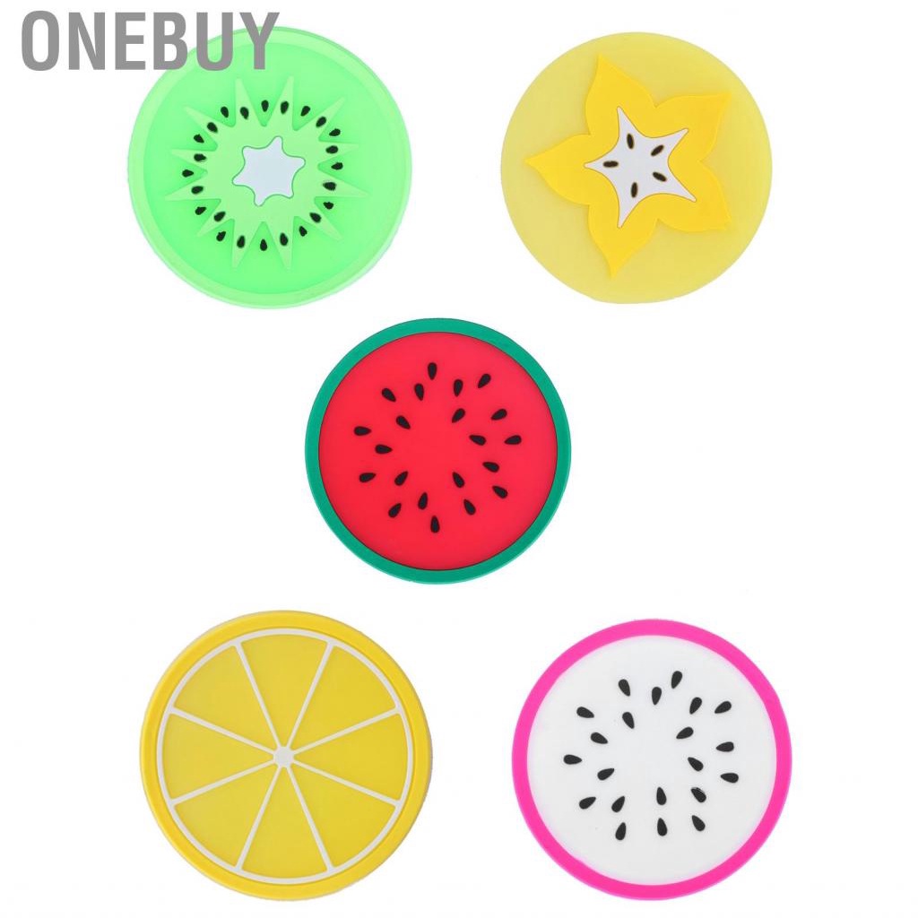 Onebuy Cute Fruit Shape Coaster  Placemat Silicone Cup Drinks Holder Mat Decor