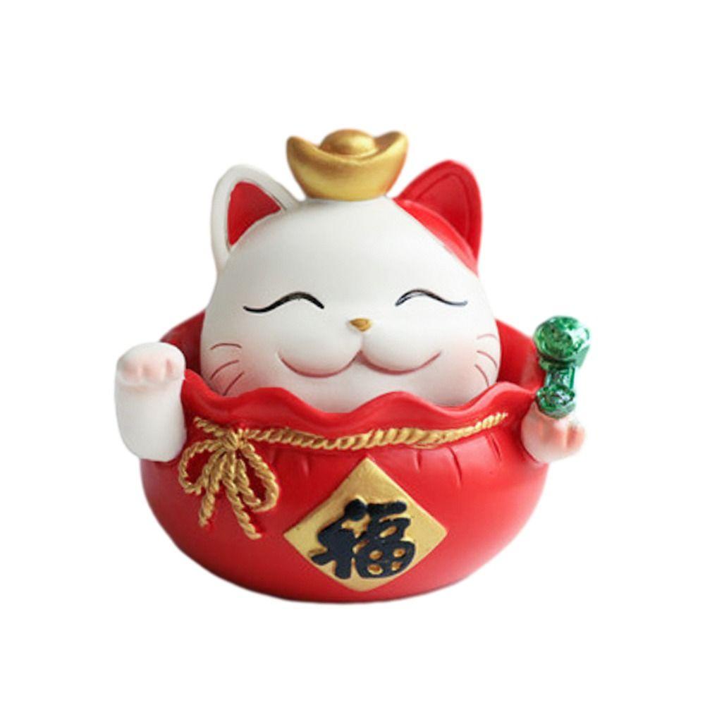 Mayshow Tượng Mèo May Mắn Bằng Nhựa resin Dễ Thương Trang Trí Bảng Điều Khiển Xe Hơi