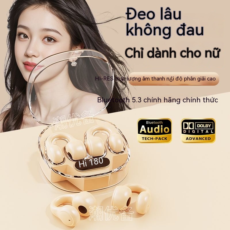 Tai Nghe Bluetooth Dẫn Truyền Xương, Kiểu 2023 Mới, Kiểu Kẹp Tai Dài, Chất Lượng Cao, Nam Nữ, Thể Thao