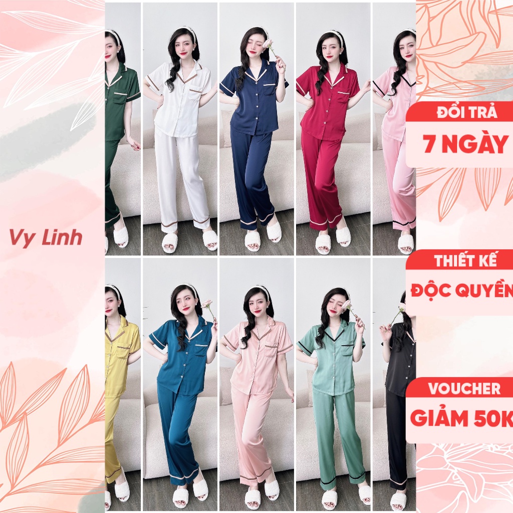 Bộ đồ ngủ pijama Vy Linh chất liệu lụa latin thoáng mát thấm hút mồ hôi, không bai nhão, chống nhăn S770