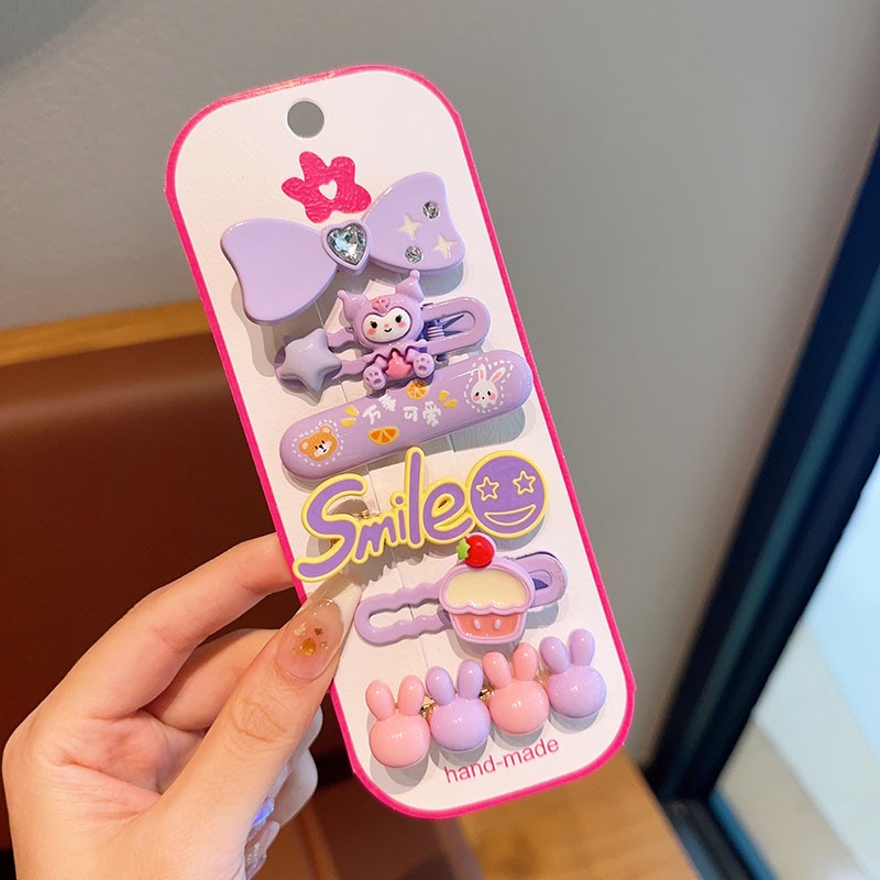 Bộ 6 Kẹp Tóc sanrio b01 Hình Hoạt Hình Dễ Thương Cho Bé Gái