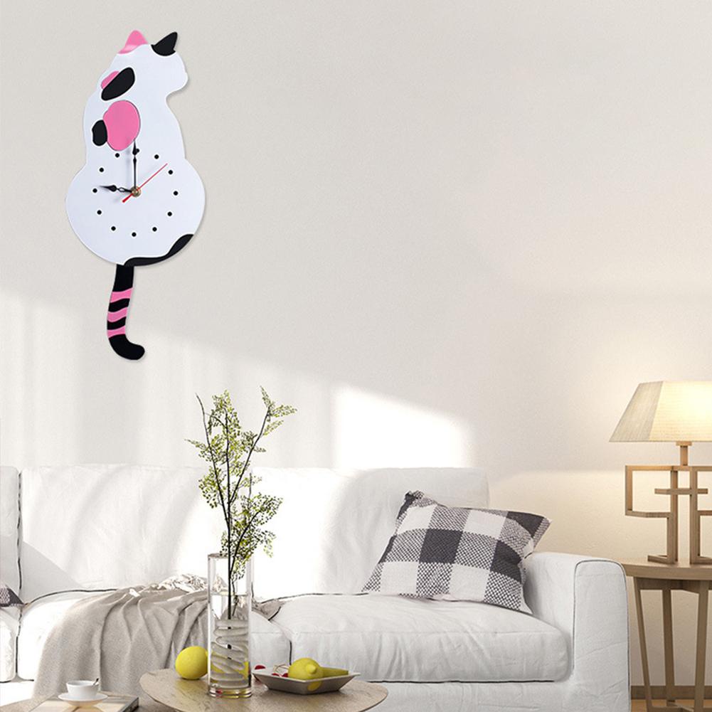 Đồng Hồ Treo Tường Trang Trí Phòng Khách Hình Mèo Đuôi Xích Đuôi Hoạt Hình x6p9