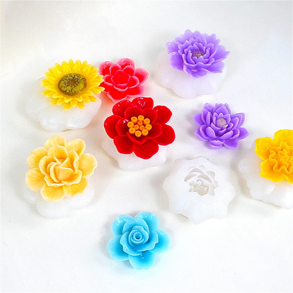 Khuôn silicone Làm Bánh / Sáp / Nến / Xà Phòng Hình Hoa Hồng / Hoa Mẫu Đơn 3d diy