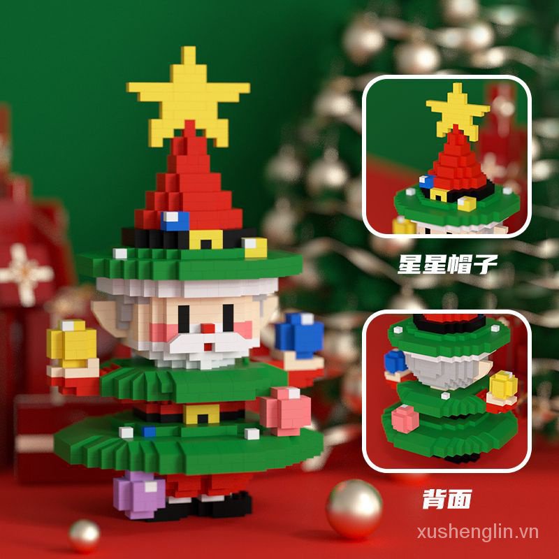 Miniature Small Particles Compatible with Lego Building Blocks Santa Claus Christmas Tree Ornaments Children's Toys Girls' Christmas Gifts