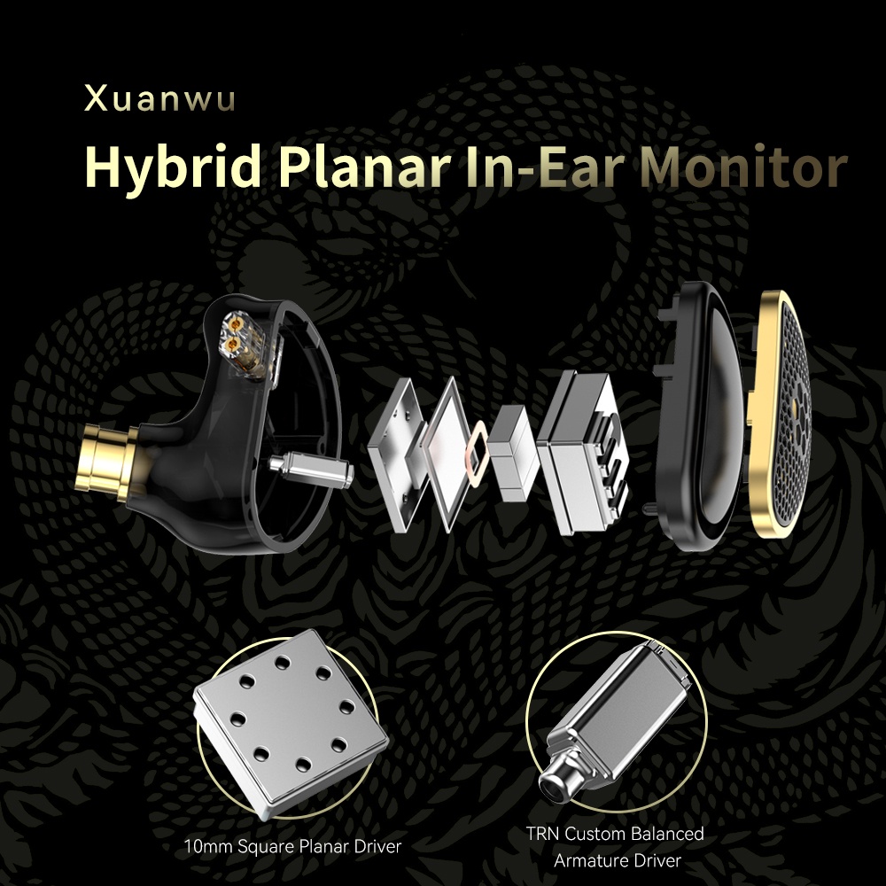 TRN SPD+BA Xuanwu In Ear Earphone Hybrid Planar In-Ear Monitor IEM HIFI DJ Running Sport Headphones Earplug Headset Earbuds