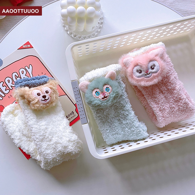 SANRIO Vớ Nhung San Hô Dày Dặn Ấm Áp Họa Tiết Hoạt Hình Dễ Thương Cho Nữ