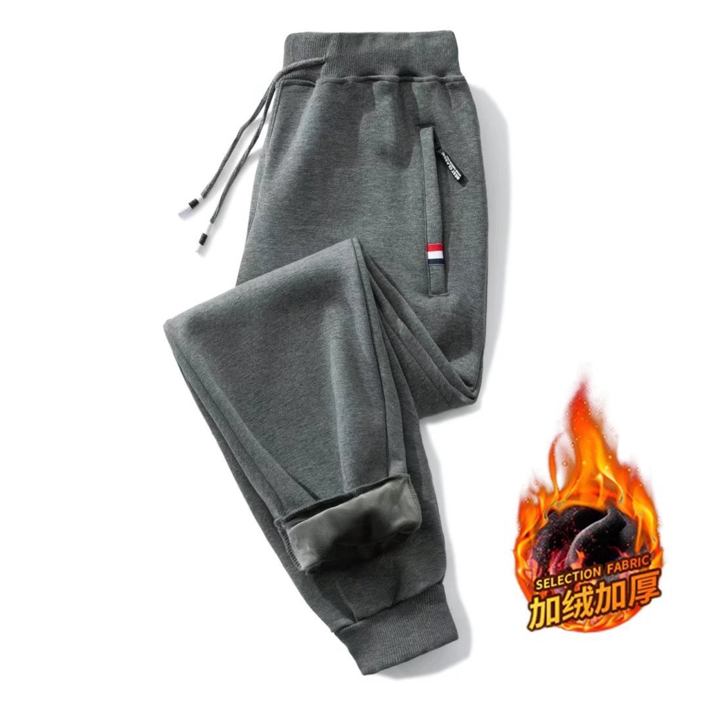 Quần Thể Thao Dáng Ôm Lót Lông Cừu Dày Dặn Phong Cách Thu Đông Mới Cho Nam