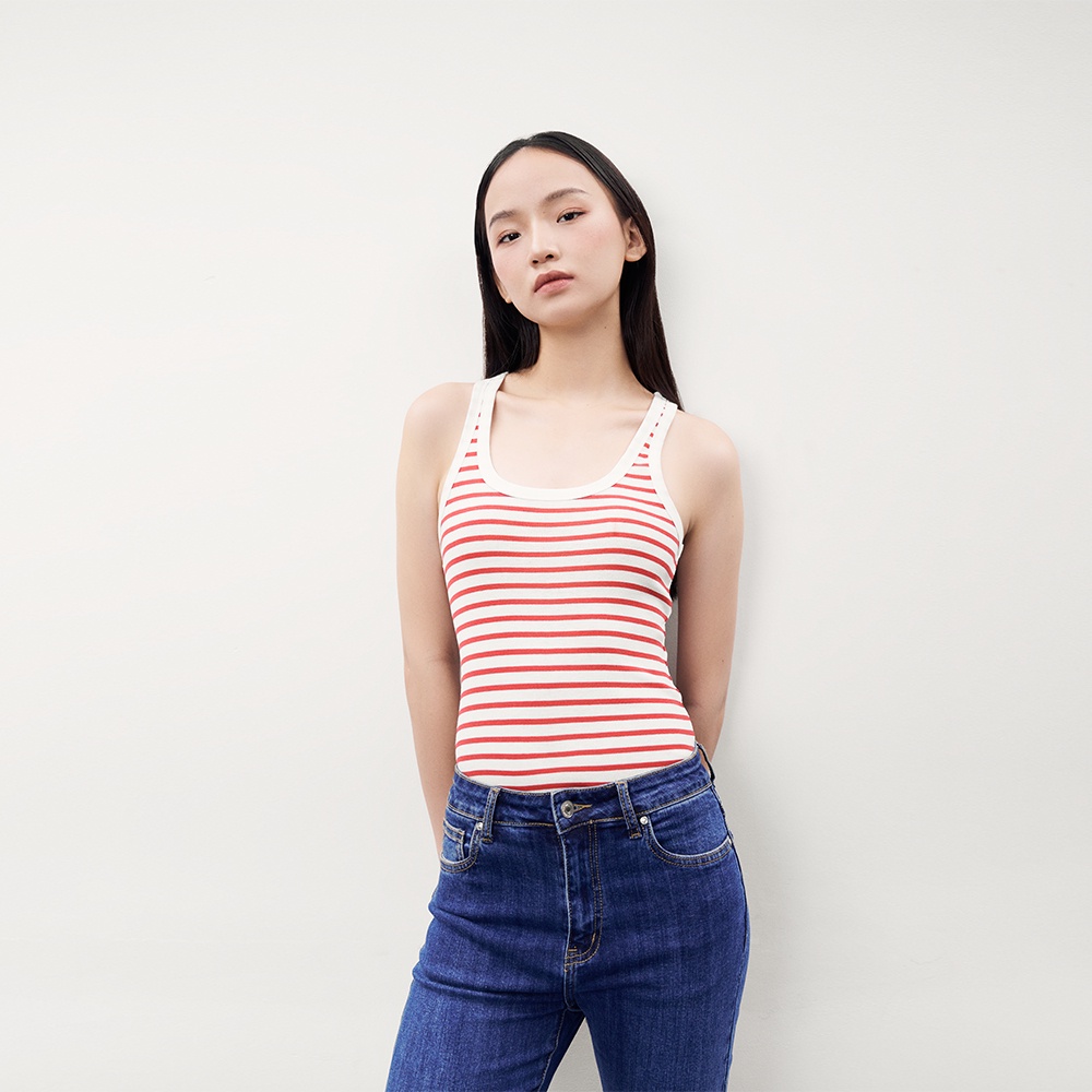 TheBlueTshirt-Áo ba lỗ sọc đỏ cho nữ-New 100% Tank - Red Stripe