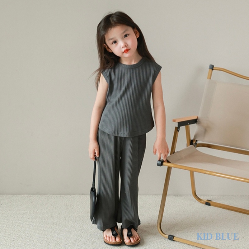 Set Áo Thun Sát Nách Và Quần Dài Dáng Rộng Thời Trang Mùa Hè Cho Bé Gái
