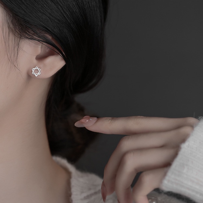 Bông Tai Mạ Bạc 17km Hình Trái Tim / Bướm / Hoa Đính Đá zircon Đơn Giản Thời Trang Cho Nữ