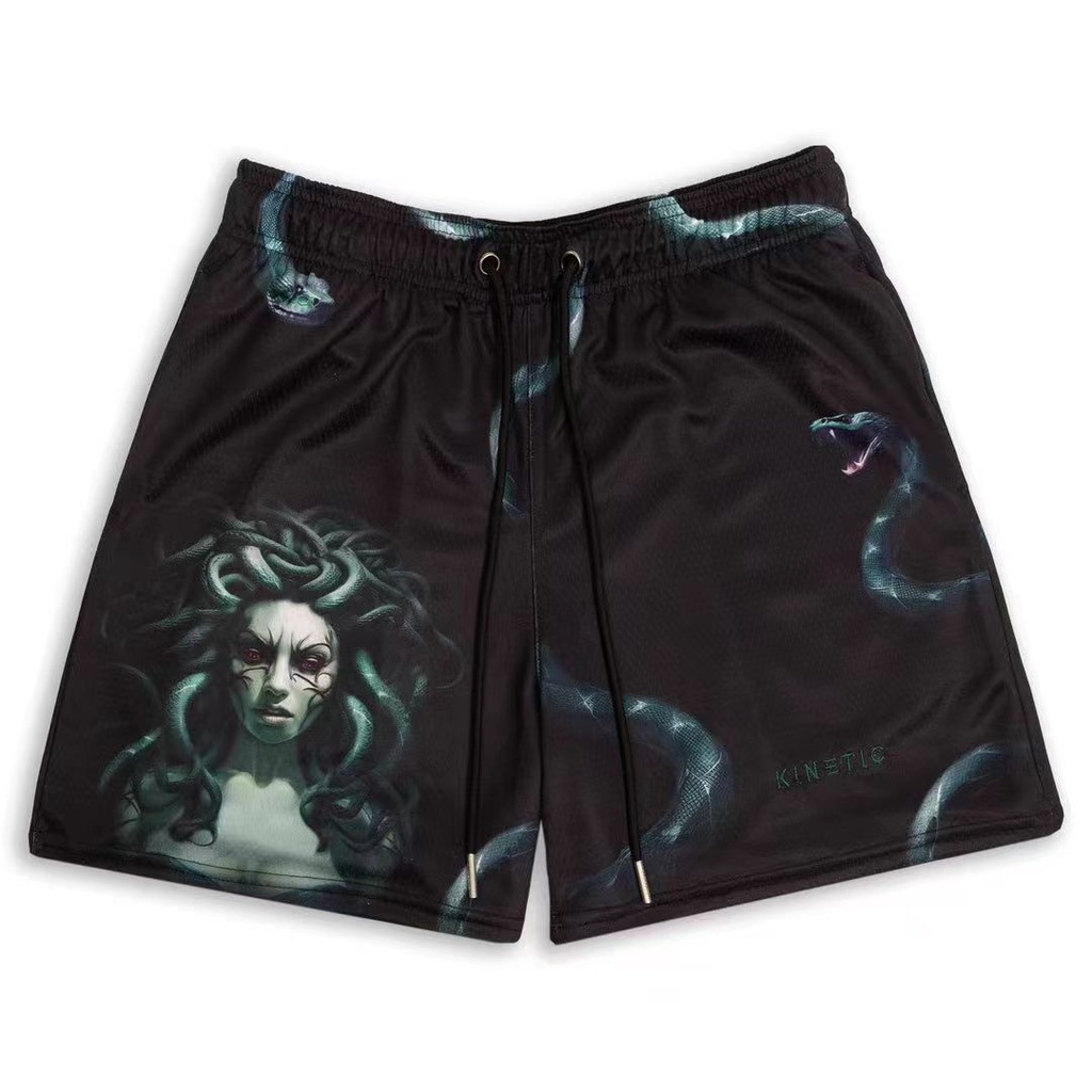 Mới Quần Short Thể Thao Chất Liệu polyester Nhanh Khô Thoáng Khí Thêu Họa Tiết Phong Cách hip hop Cho Nam