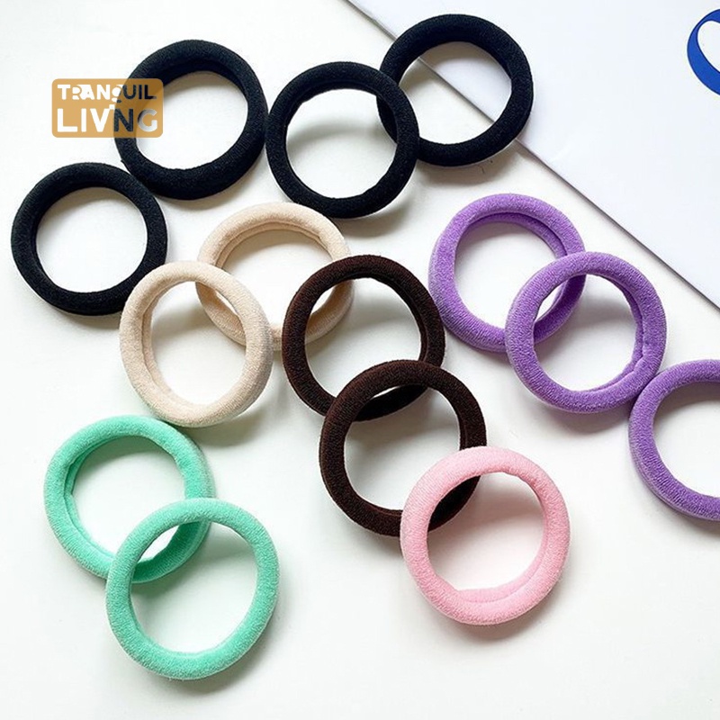 Hộp 20 Dây Buộc Tóc Màu Trơn Đơn Giản Co Giãn Tốt Kèm Giá Đỡ