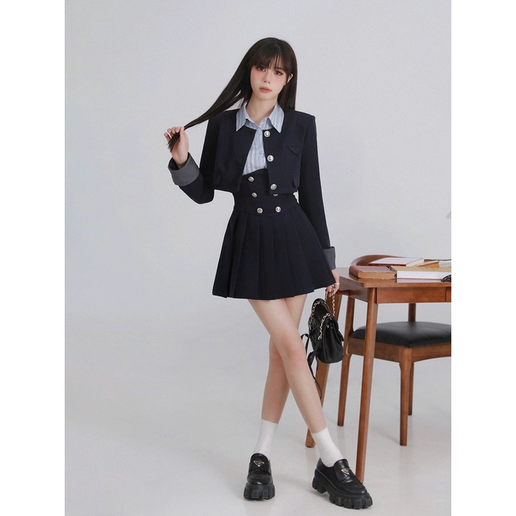 Set Áo Sơ Mi Dài Tay + Chân Váy Đồng Phục Thời Trang Dành Cho Nữ