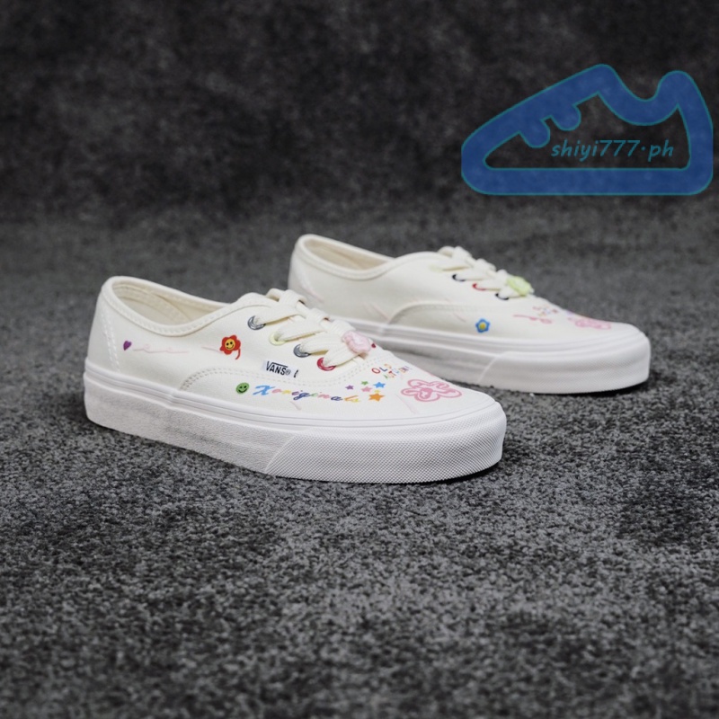 Vans Giày Thể Thao Trắng Thêu Họa Tiết graffiti Độc Đáo Thời Trang