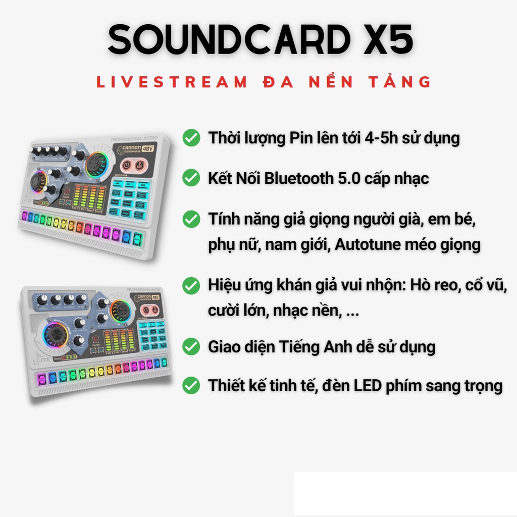 Combo Bộ Thu Âm Livestream Sound Card X5 Mic Thu Âm Woaichoang BM900 Bộ Hát Karaoke Live Stream Chuyên Thu Âm Thanh H