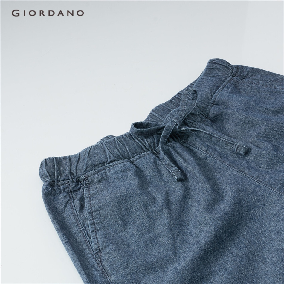 Quần Jean Giordano 05422308 bằng cotton mềm mại dài 9 tấc cạp chun thoải mái cho nữ